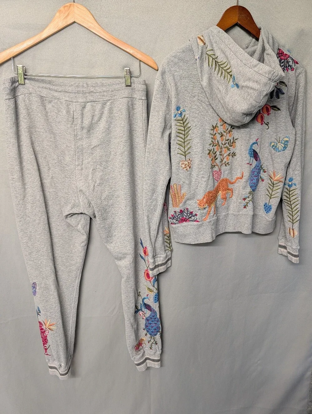 Johnny Was ADELA Heather French Terry Jogger Matching Set Hoodie & Pants Size M
